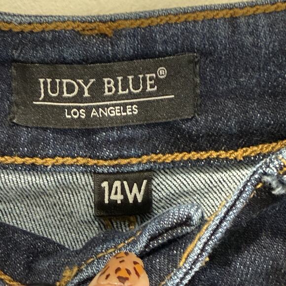 Judy Blue Sunday Chill High Rise Cropped Wide Leg Jeans Sz 14W Dark Wash Casual - Picture 4 of 9